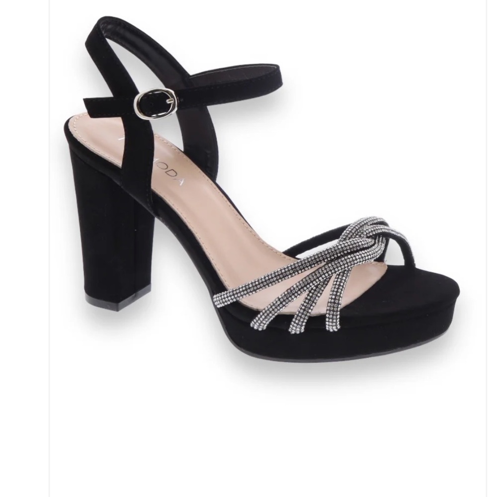 Top moda Twisted Rhinestone Straps Ankle Heels 10